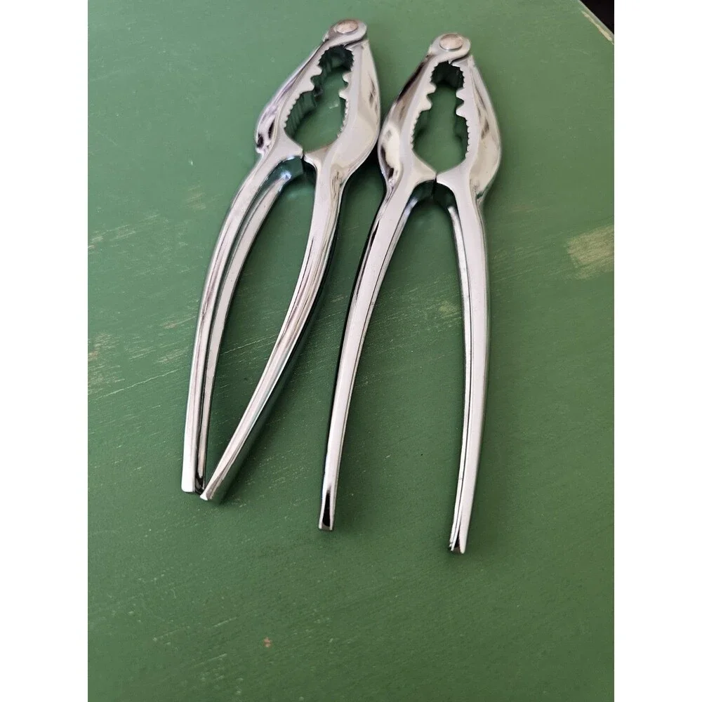 2 Metal Seafood Or Nut Crackers Silver Colored